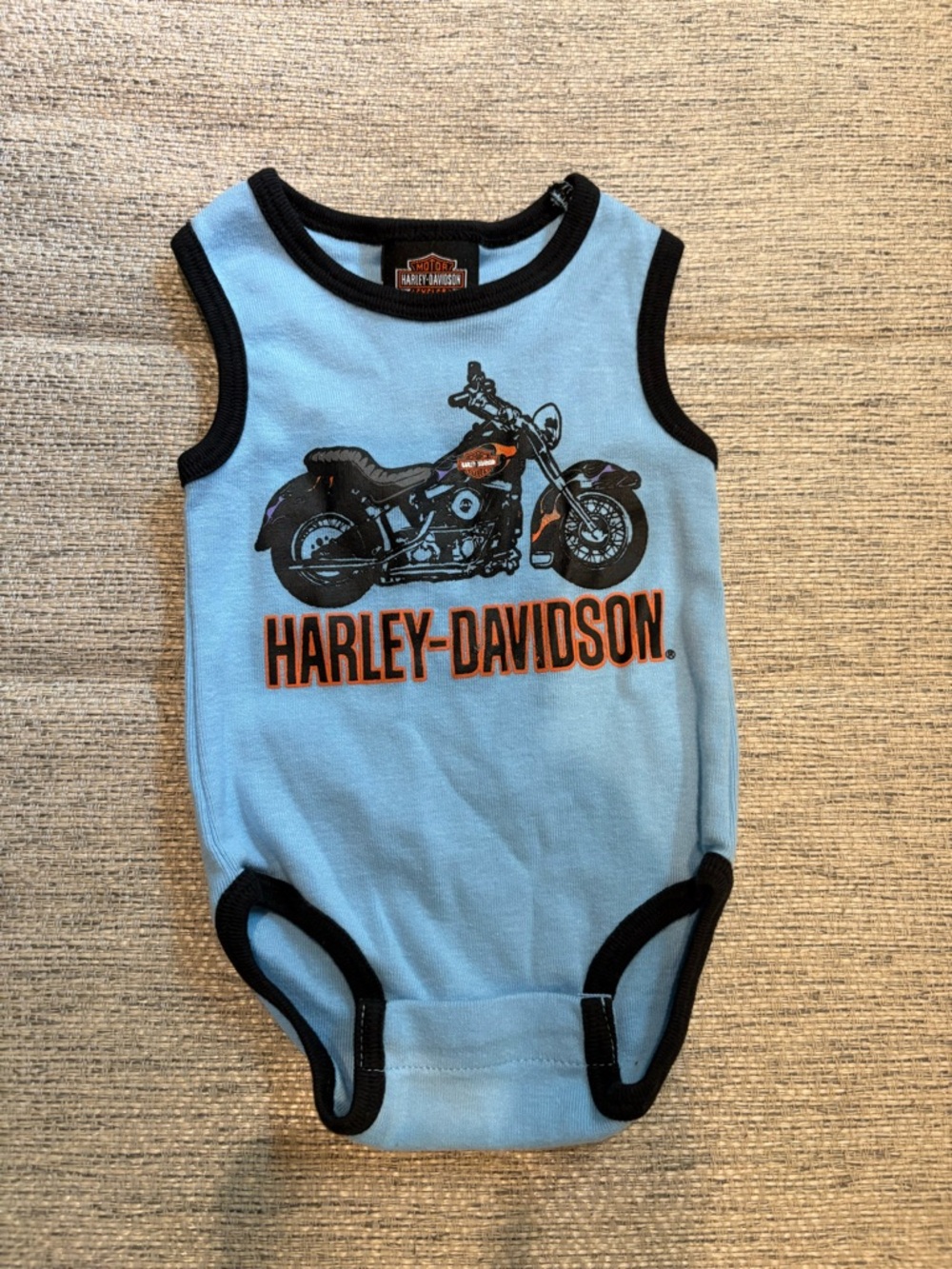 Harley-Davidson Light Blue and Black Infant Tank with Motorcycle Graphic